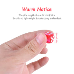 100pcs 6 Sided Game Dice 10 Colors 14mm Round Edges Dice With Velvet Pouch