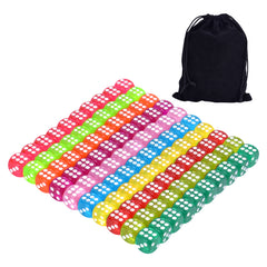 100pcs 6 Sided Game Dice 10 Colors 14mm Round Edges Dice With Velvet Pouch