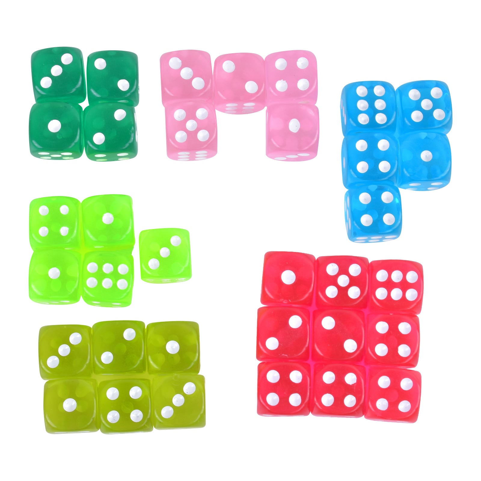 100pcs 6 Sided Game Dice 10 Colors 14mm Round Edges Dice With Velvet Pouch