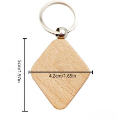 10pcs Wooden Keychains Engraved DIY Key Ring Pendant Gift Men Women