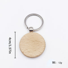 10pcs Wooden Keychains Engraved DIY Key Ring Pendant Gift Men Women