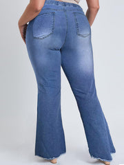 Plus Size Colorblock Leopard Print High Rise Flared Leg Jeans
