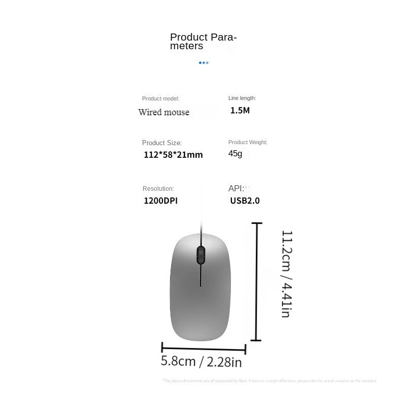 Silent Small Mouse Wired Mouse for Desktop Computer Notebook Office