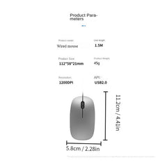 Silent Small Mouse Wired Mouse for Desktop Computer Notebook Office