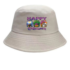 Halloween Skull Pattern Bucket Hat Vintage Sun Protection Hat