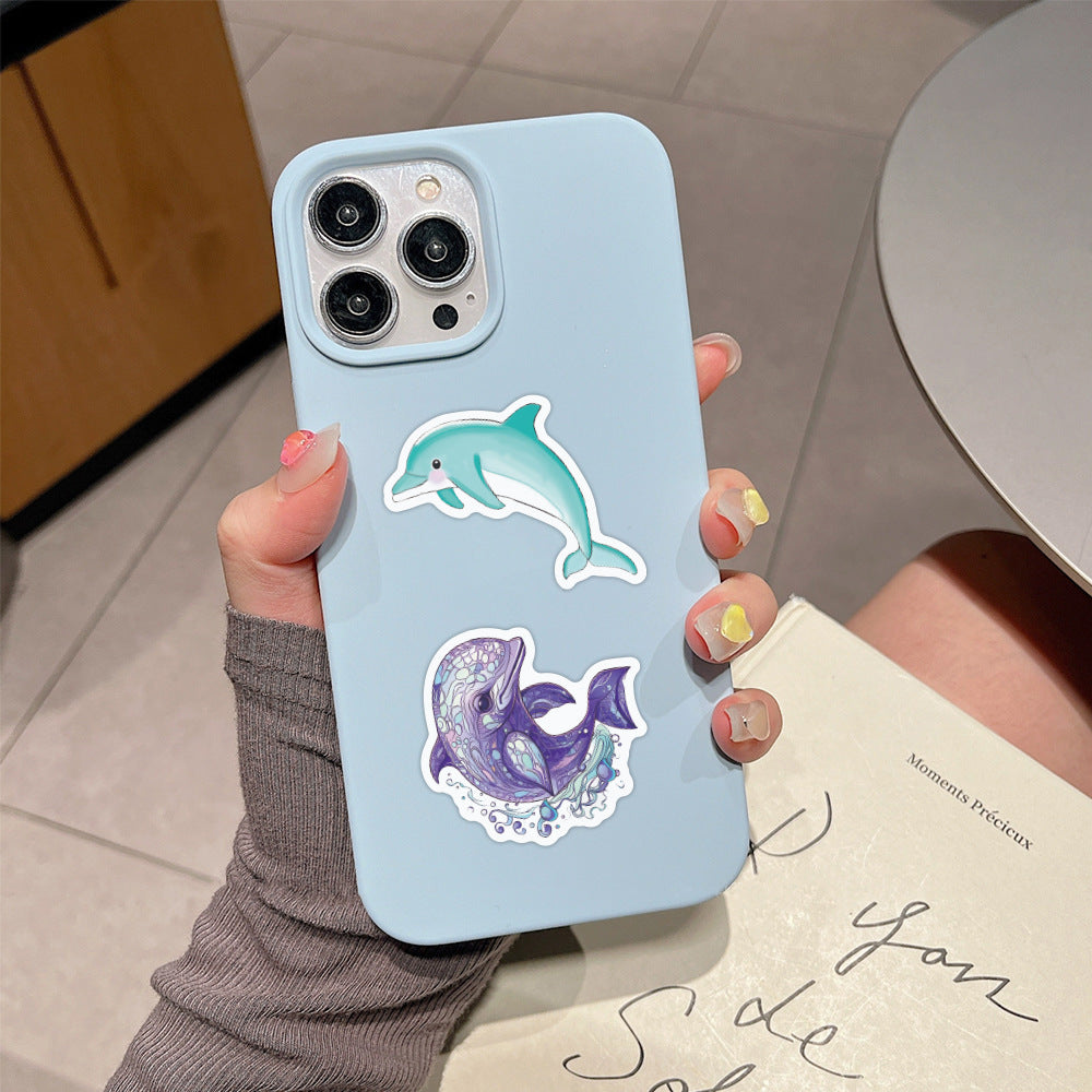 60pcs Dolphin Animals Doodle Aesthetics Funny Cartoon Stickers Pack