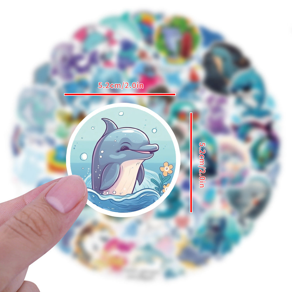 60pcs Dolphin Animals Doodle Aesthetics Funny Cartoon Stickers Pack