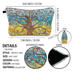 Tree Pattern Waterproof Zipper Makeup Bag Toiletry Bag Women Gift