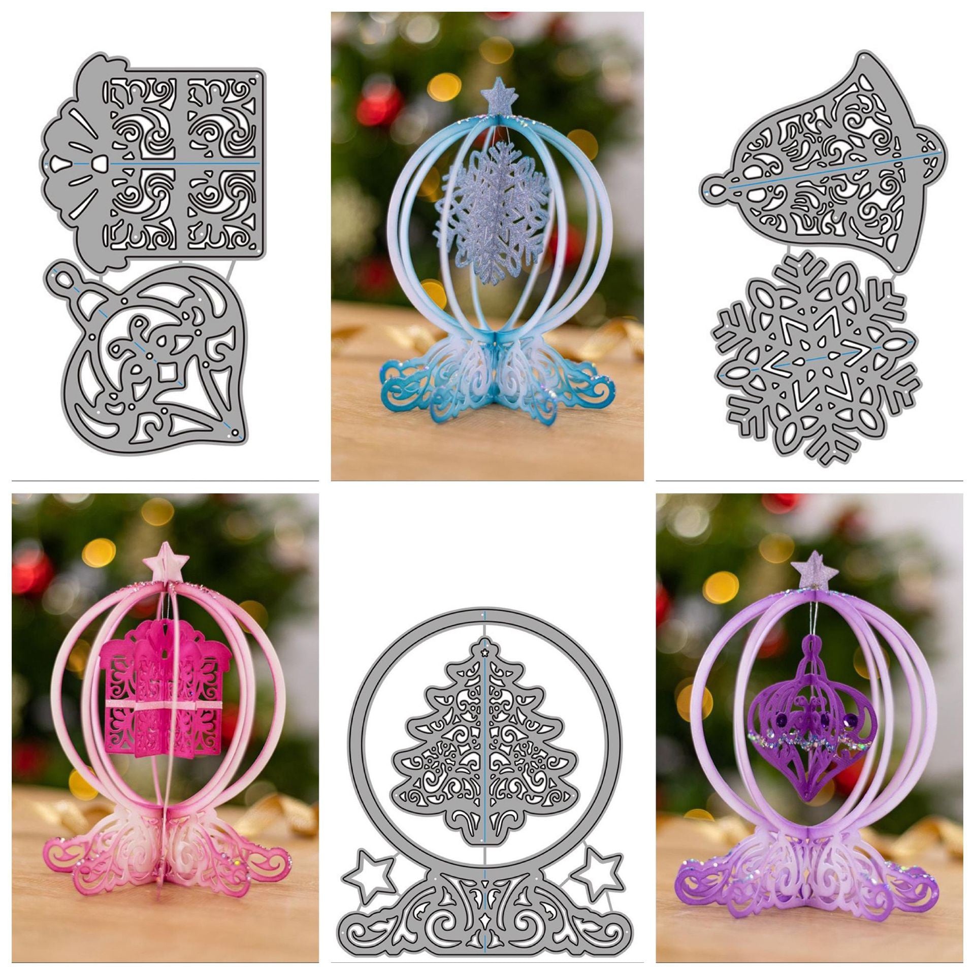 1pc Christmas Cutting Die Ball Snowflake Craft Stencil Punching Templates