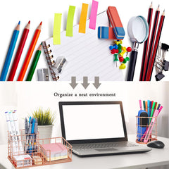 Mesh Desk Organizer Set with Pen Holder, Phone Stand, Paper Clips & Push Pins