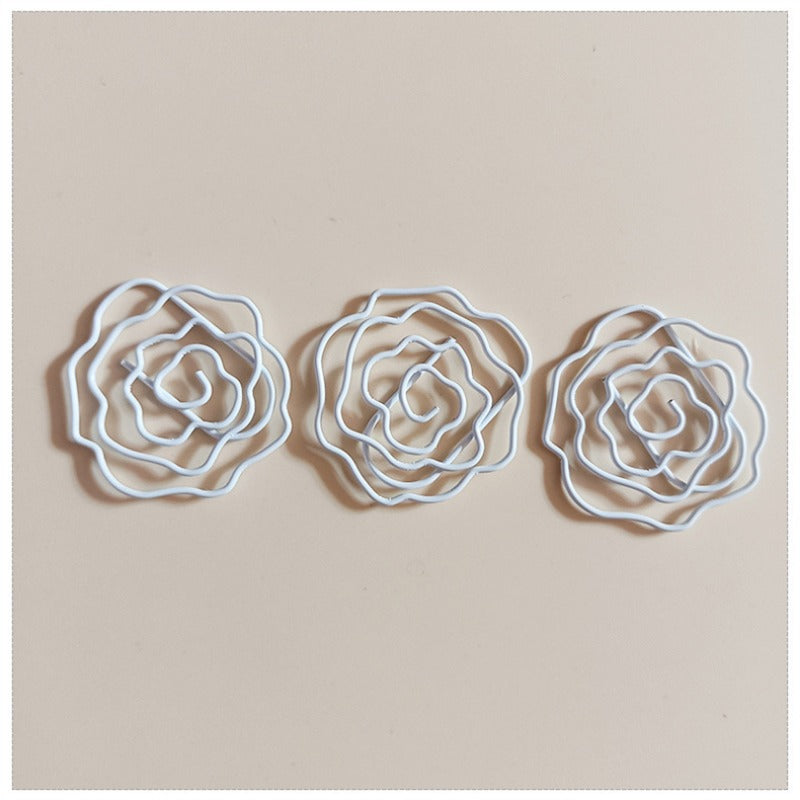 16pcs Metal Paper Clips Roses Bookmarks Office School Stationery Accessory