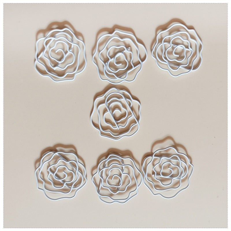 16pcs Metal Paper Clips Roses Bookmarks Office School Stationery Accessory