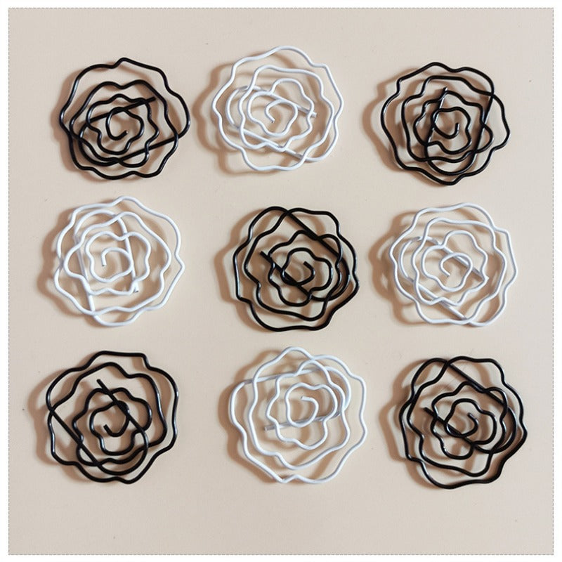 16pcs Metal Paper Clips Roses Bookmarks Office School Stationery Accessory