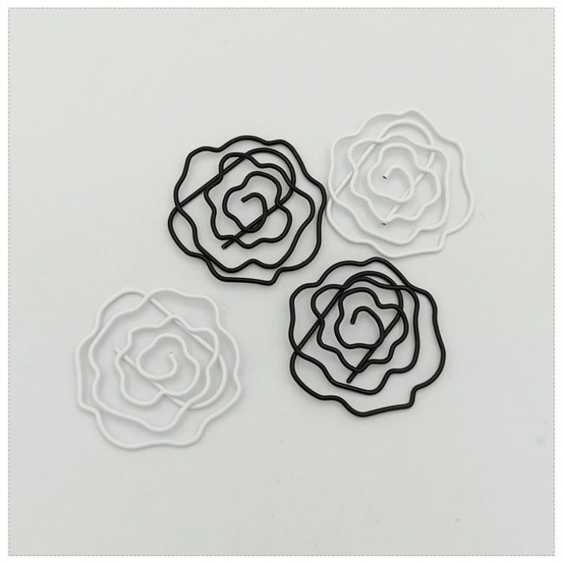 16pcs Metal Paper Clips Roses Bookmarks Office School Stationery Accessory