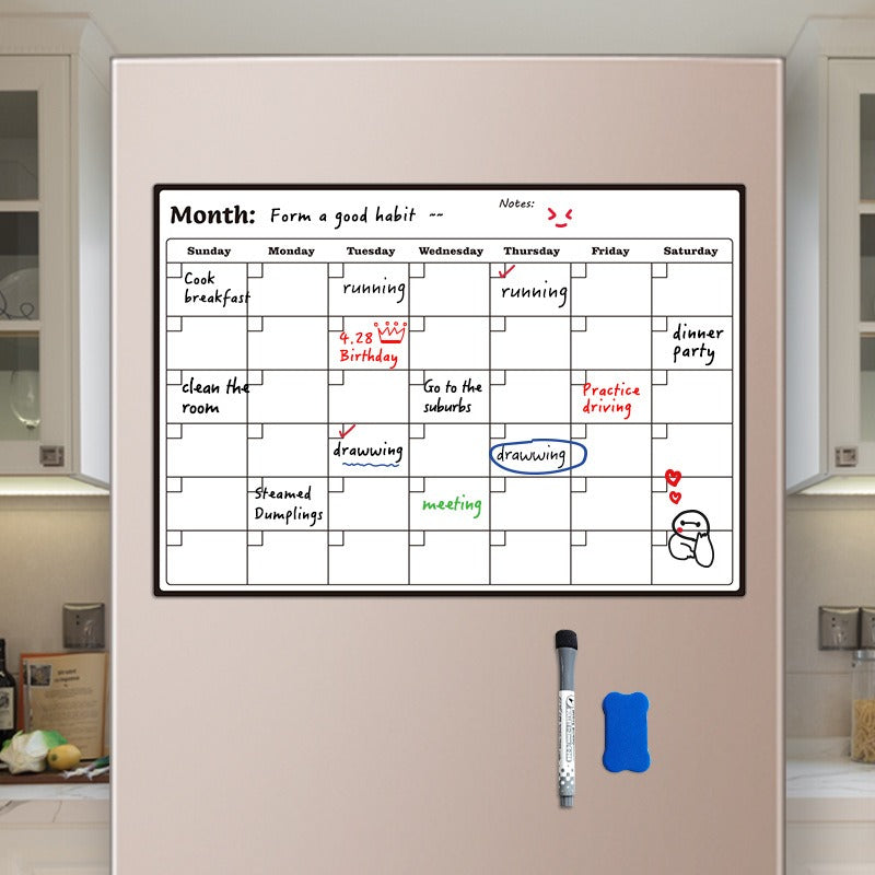 Magnetic A3 Month Planner Refrigerator Sticker Erasable Whiteboard