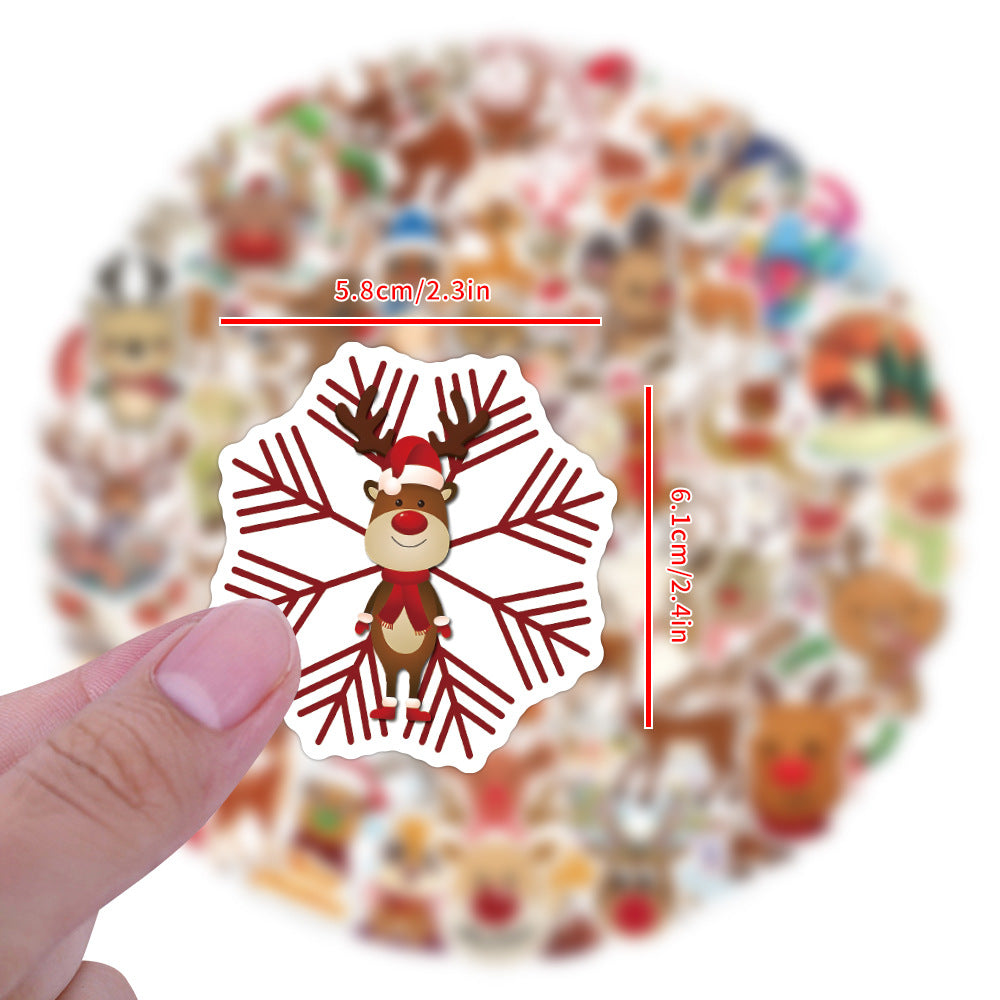 100pcs Christmas Reindeer Love Doodle Waterproof Stickers