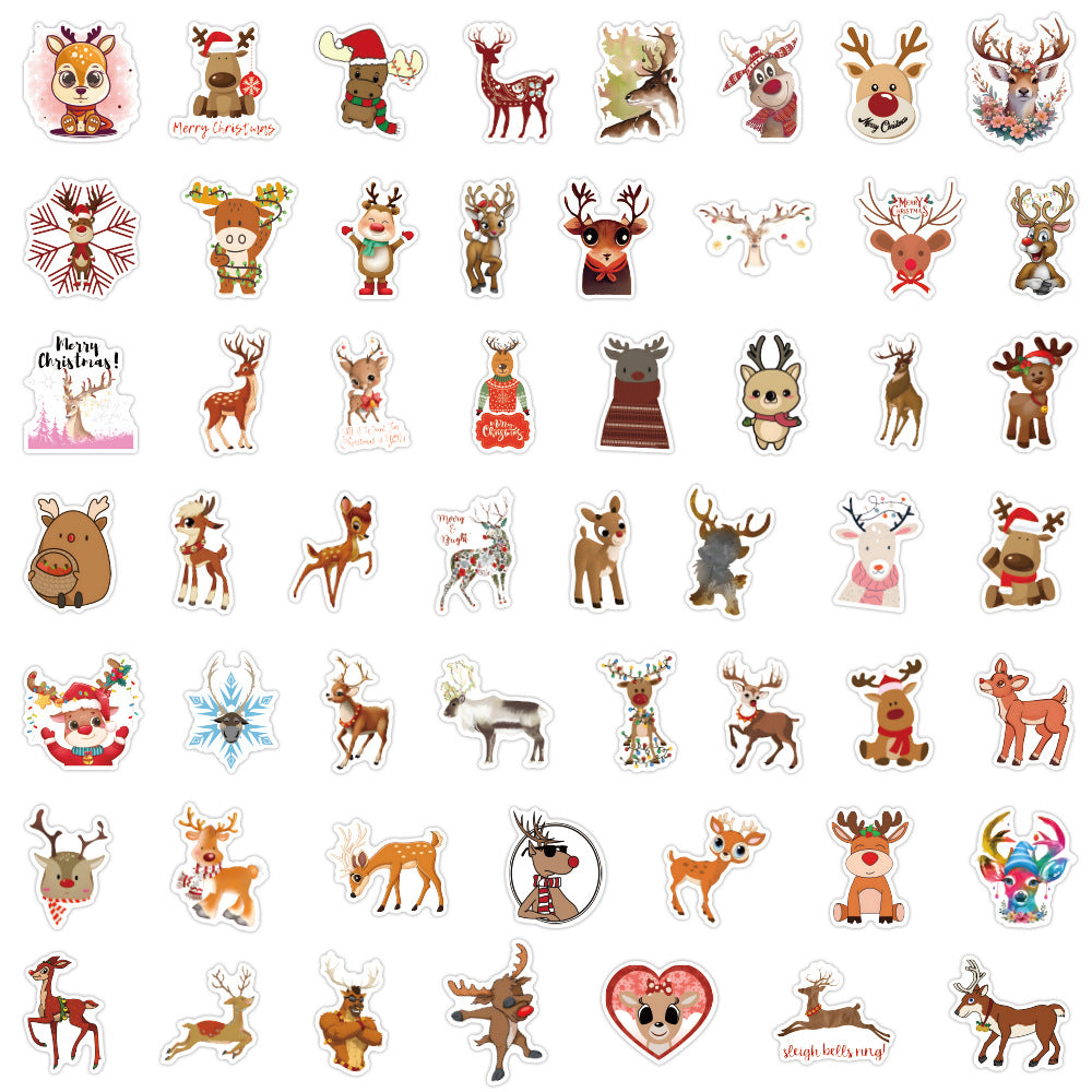 100pcs Christmas Reindeer Love Doodle Waterproof Stickers
