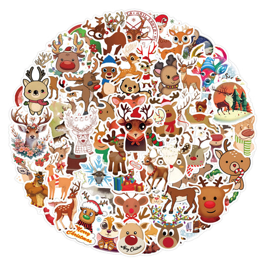 100pcs Christmas Reindeer Love Doodle Waterproof Stickers
