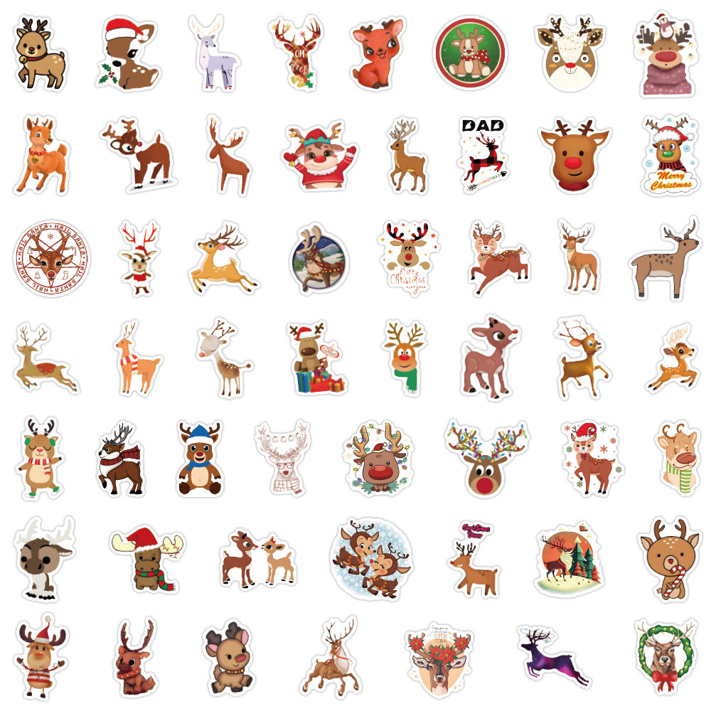 100pcs Christmas Reindeer Love Doodle Waterproof Stickers