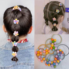 10pcs Flower Hair Rope Elastic Rubber Hair Tie Bands For Girls