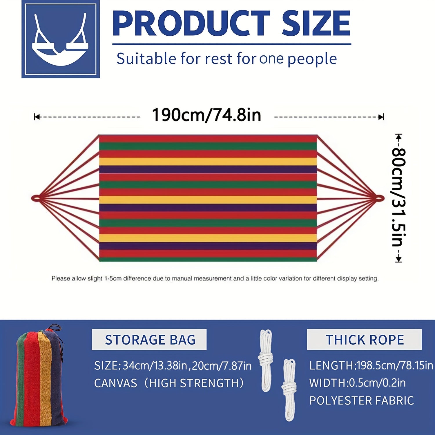 Portable Camping Hammock with Carrying Bag & Tree Straps