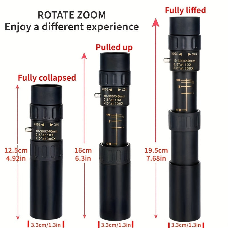 HD Portable Monocular Telescope 300x Zoom Long Range Professional Spyglass