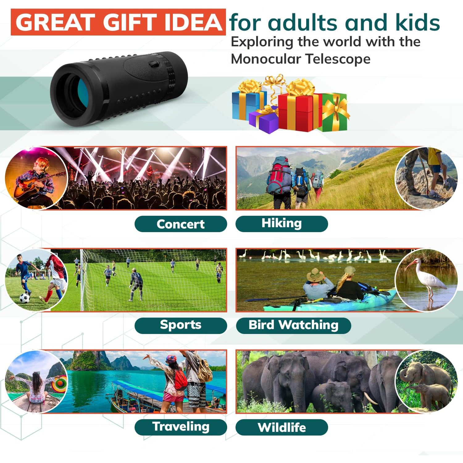 HD Monocular Telescope 6 30 Handheld Wide Angle BAK4 Prism Camping Concerts