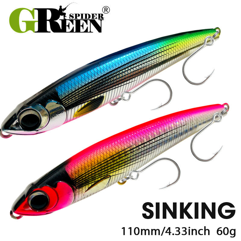 110mm 60g Pencil Fishing Lure Hard Bait 5X Hook Tuna Sea Fishing Lures