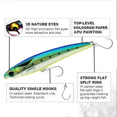 110mm 60g Pencil Fishing Lure Hard Bait 5X Hook Tuna Sea Fishing Lures