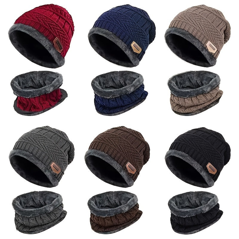 Winter Warm Knitted Hat & Scarf Set Windproof Beanie