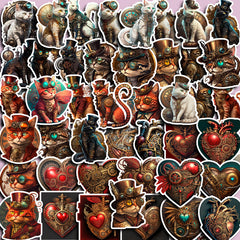 50pcs Steampunk Cat Sticker DIY Scrapbooking Washi Stickers