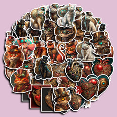 50pcs Steampunk Cat Sticker DIY Scrapbooking Washi Stickers