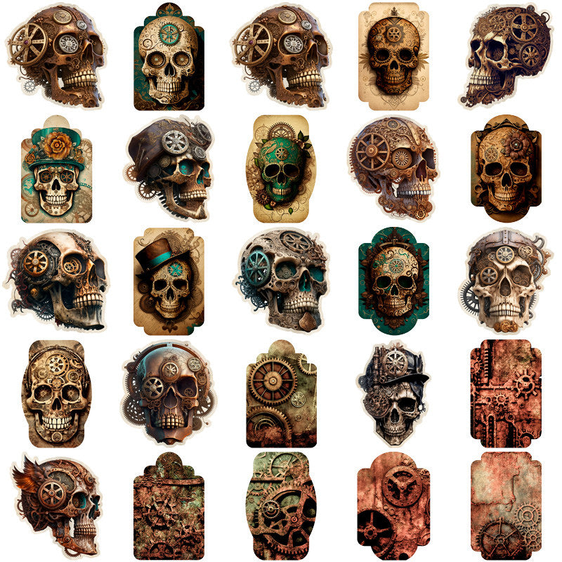 50pcs Steampunk Skull Capital Stickers DIY Scrapbook Arts Crafts Washi Stickers