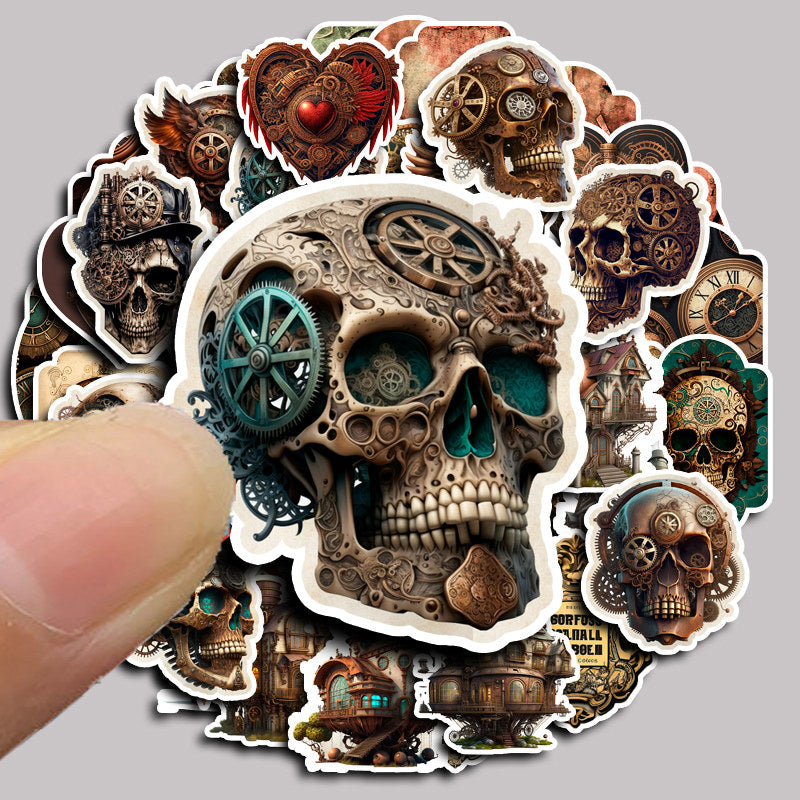 50pcs Steampunk Skull Capital Stickers DIY Scrapbook Arts Crafts Washi Stickers