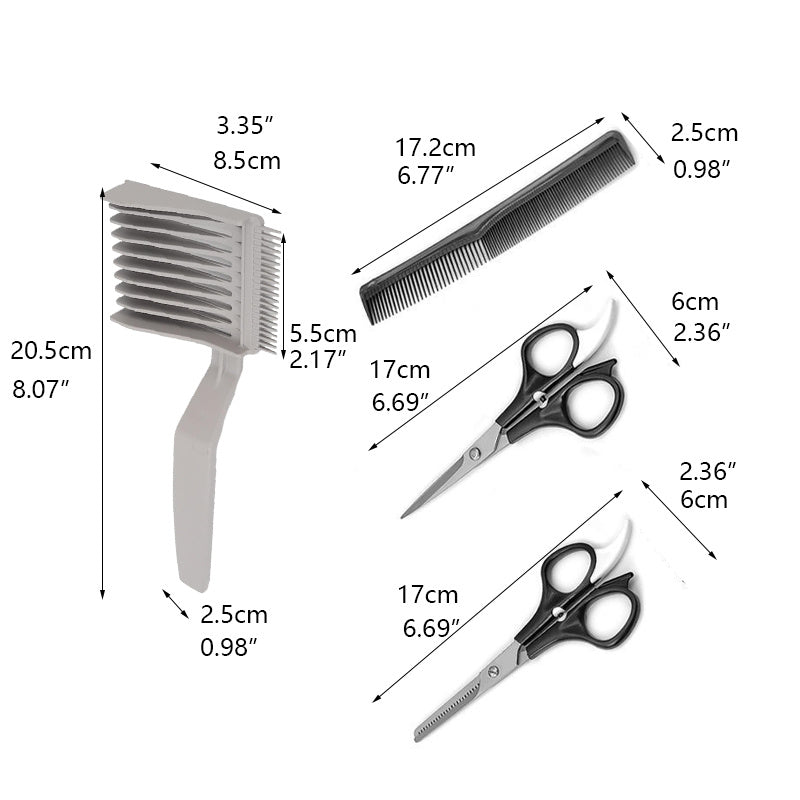 Professional Haircut Kit for Men Barber Fade Combs Set With Scis