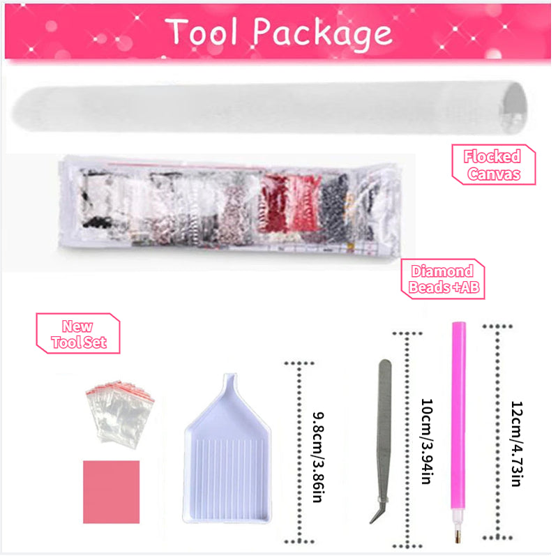 5D Flocked Canvas Diamond Painting Kit - 35 Sizes & Tools - DIY Art Set