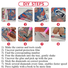 5D Flocked Canvas Diamond Painting Kit - 35 Sizes & Tools - DIY Art Set