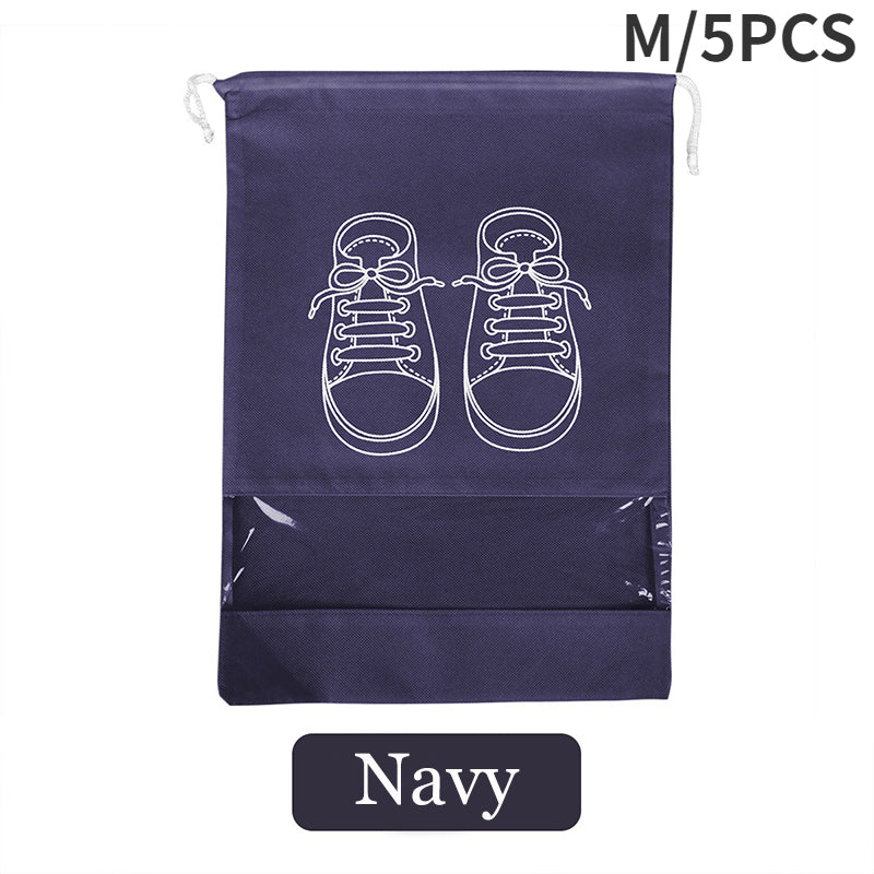 5pcs Non-woven Shoes Storage Bags Waterproof Drawstring Shoe Bag