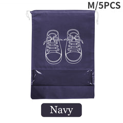 5pcs Non-woven Shoes Storage Bags Waterproof Drawstring Shoe Bag