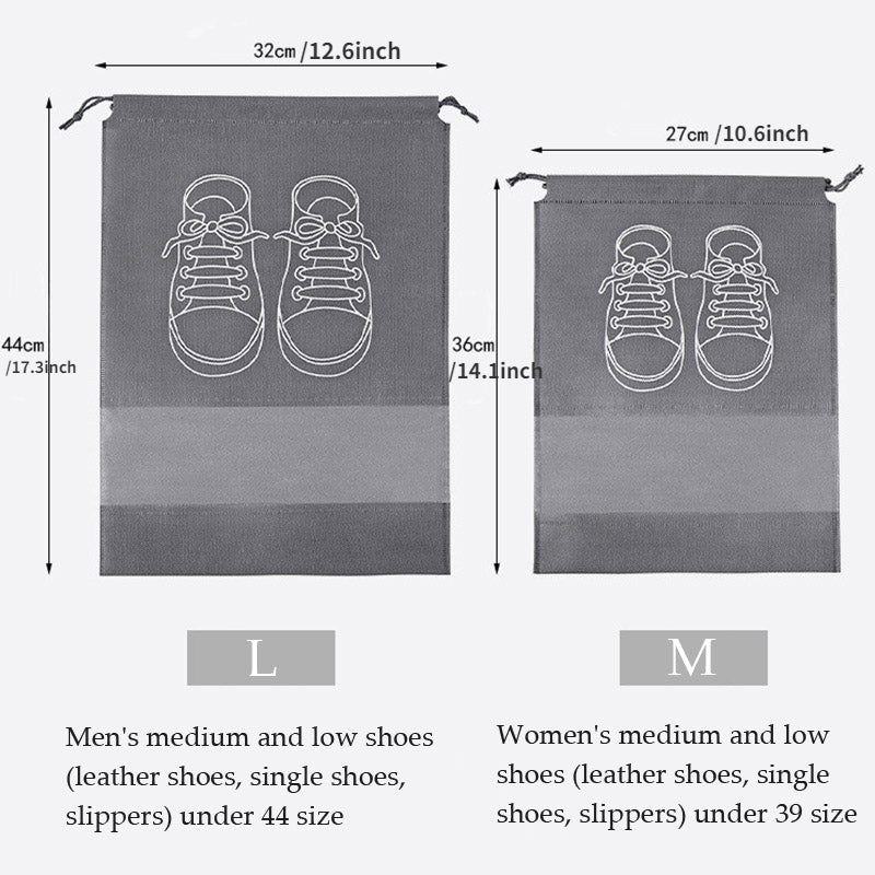 5pcs Non-woven Shoes Storage Bags Waterproof Drawstring Shoe Bag