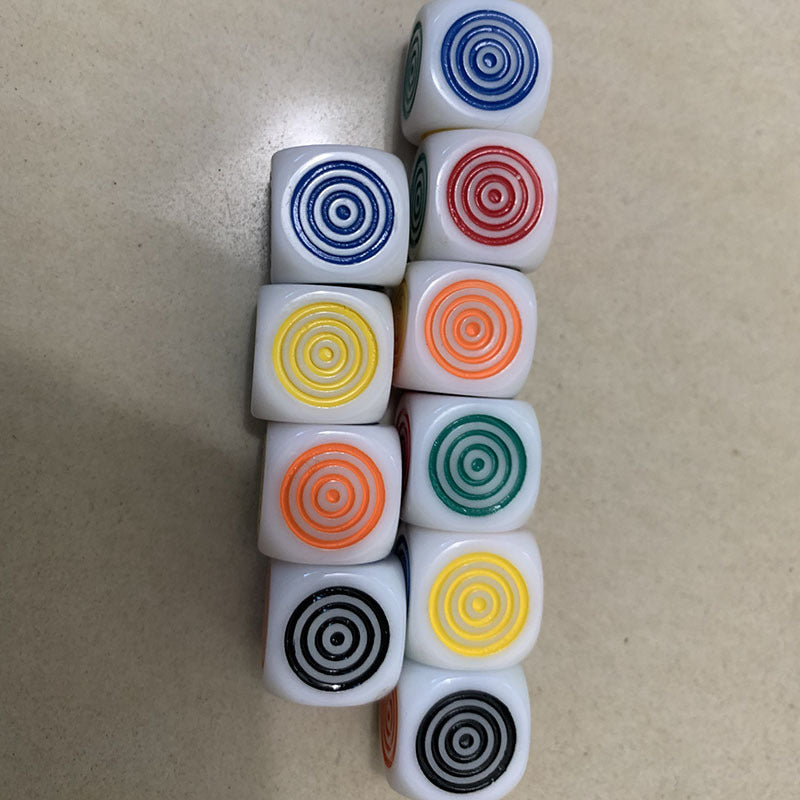 Circle Carved Dice Set - 10 Pieces, 6 Colors, Tabletop Games & Toys