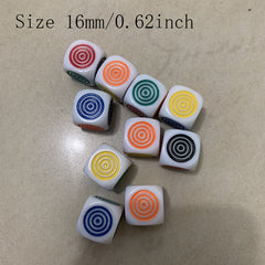 Circle Carved Dice Set - 10 Pieces, 6 Colors, Tabletop Games & Toys