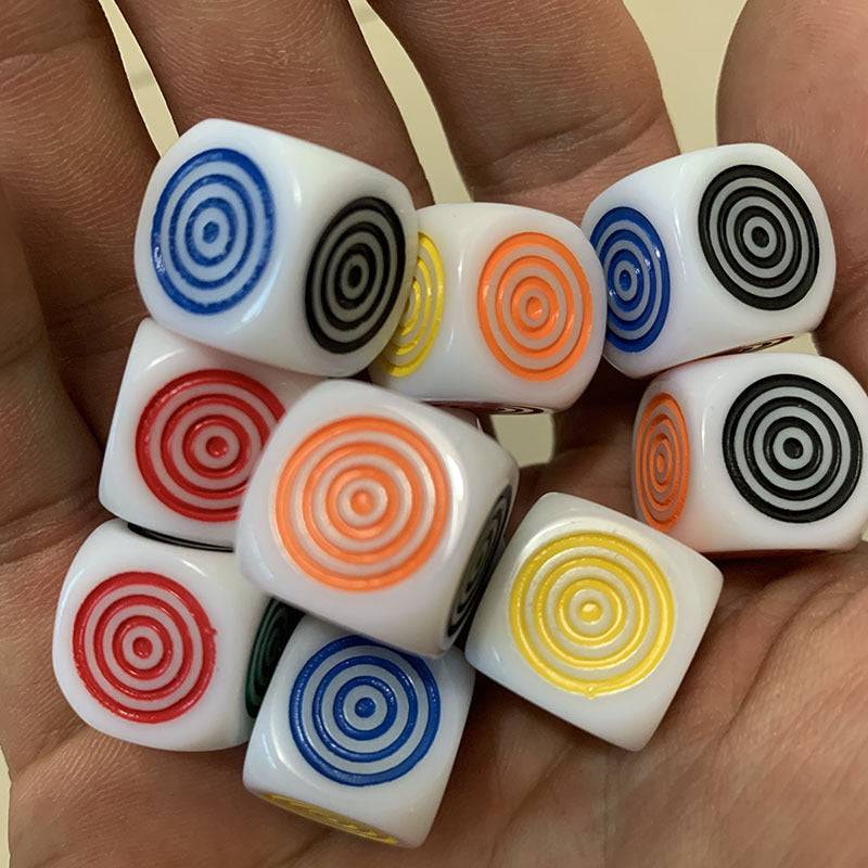 Circle Carved Dice Set - 10 Pieces, 6 Colors, Tabletop Games & Toys