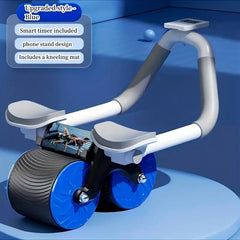 Ab Roller Auto Rebound Abs Workout Equipment Timer Mat