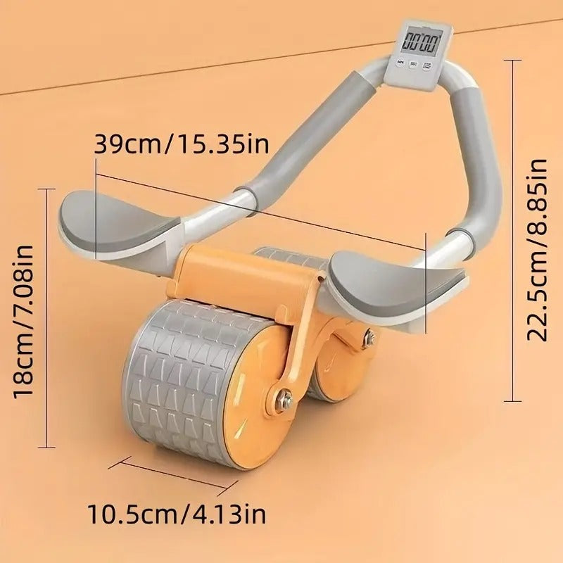 Ab Roller Auto Rebound Abs Workout Equipment Timer Mat