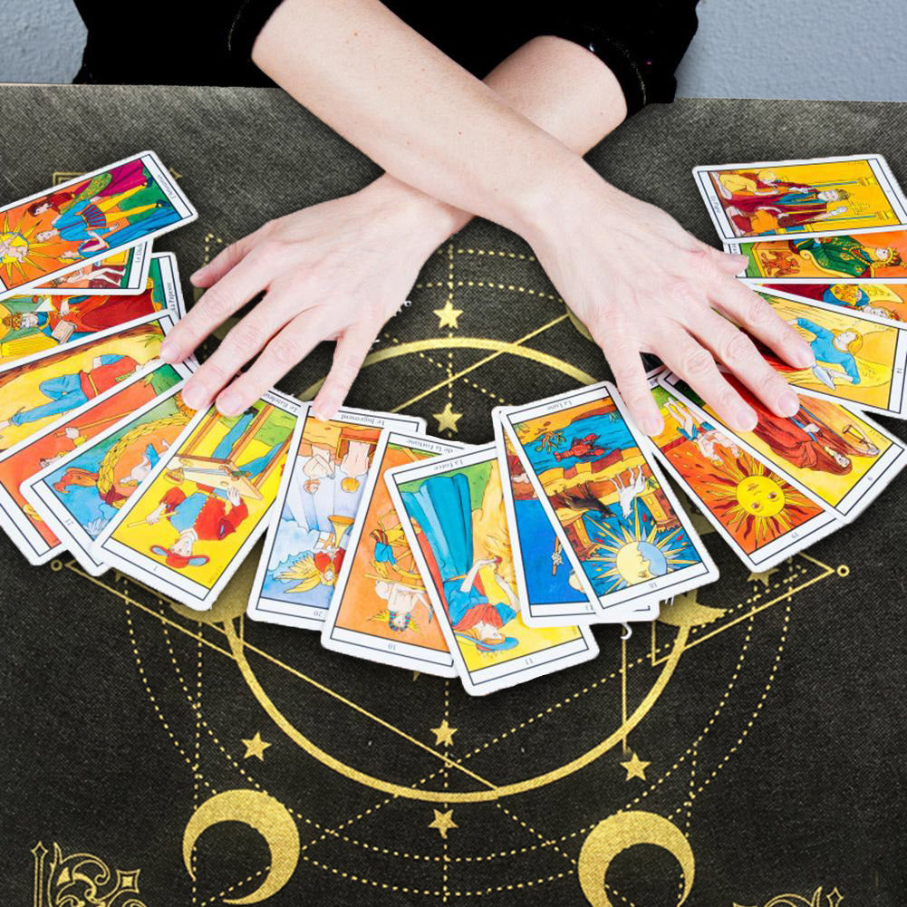Tarot Card Tablecloth Pentagram Altar Cloth 19.29x19.29in
