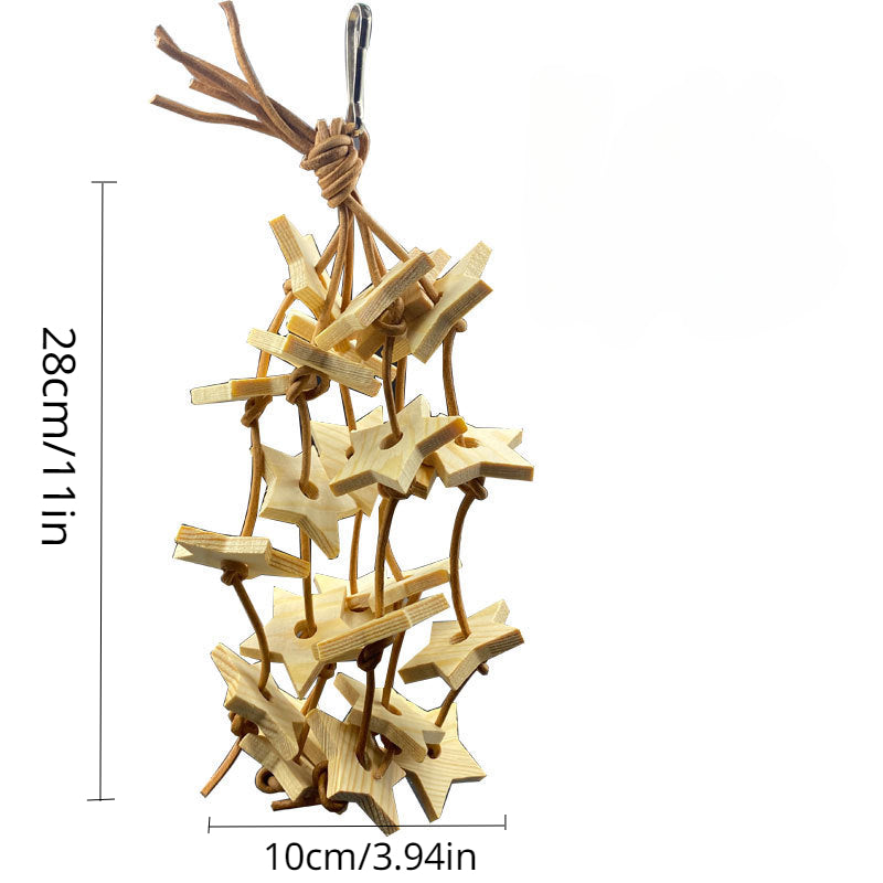 Wood Star Chewing Toy for Parrots - Beak Maintenance & Stimulation