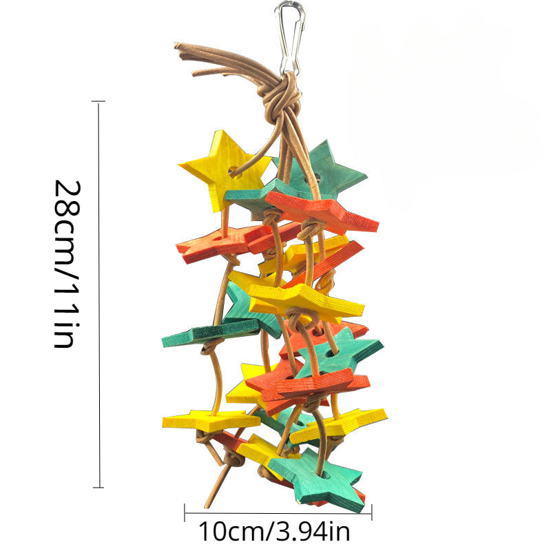 Wood Star Chewing Toy for Parrots - Beak Maintenance & Stimulation
