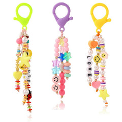 Letter Bead Ornament Keychain Bag Car Key Pendant Decor