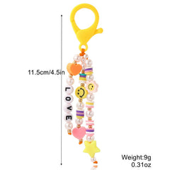 Letter Bead Ornament Keychain Bag Car Key Pendant Decor